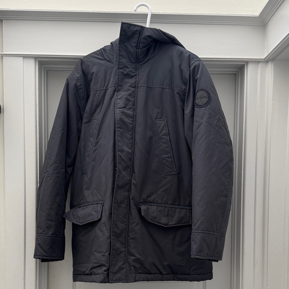 UNTUCKit Men's Charcoal Hooded Puffer Coat